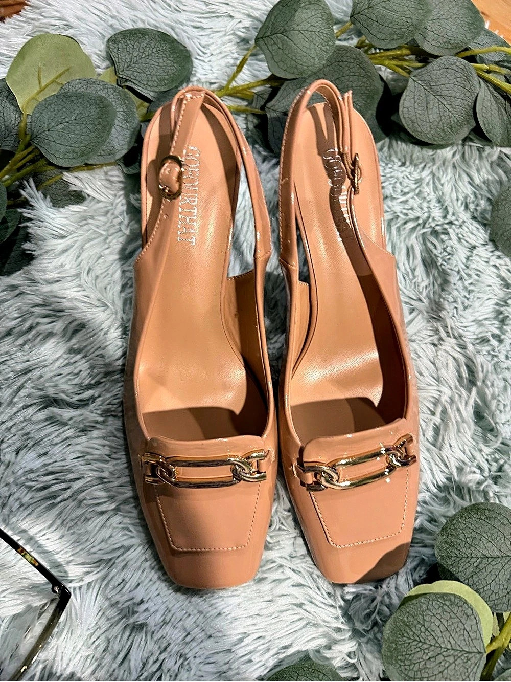 GOCOURTHIAN Block Heel Pumps in Brown US 9